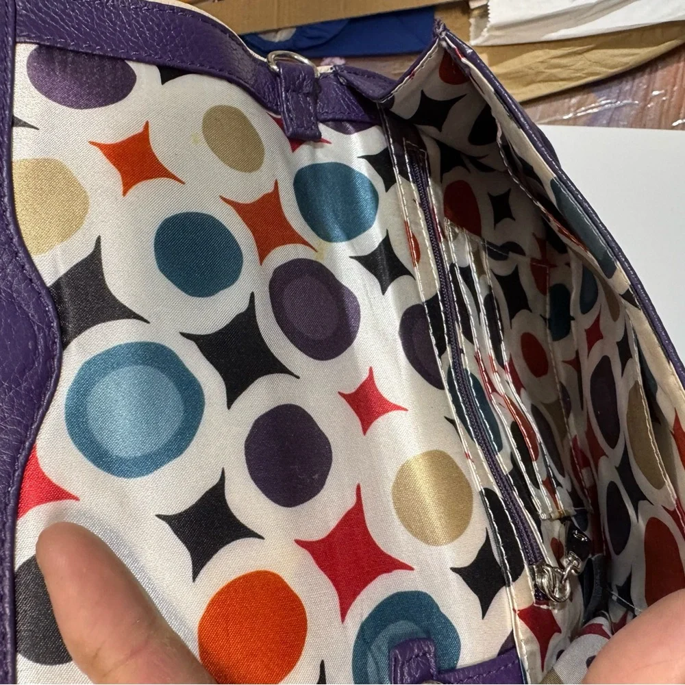 Grace Adel Purple Leather Clutch Bag - Picture 2 of 4